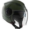 Tucano Urbano casco jet unisex EL'CITY. Casco moto in policarbonato, casco scooter per la mobilità urbana con doppia visiera e ventilazione Clima System. Casco omologato ECE 22.06 Verde opaco Tg. M