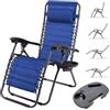 BAKAJI Sedia Poltrona Giardino Gravita Zero Pieghevole Acciaio Texilene con Vassoio Blu