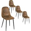FurnitureR Set di 4 sedie da pranzo in finta pelle scamosciata, stile scandinavo, stile vintage, per sala da pranzo, cucina, soggiorno, gamba nera, marrone