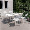 DEGHI Set pranzo tavolo 150x80 cm e 4 sedie con braccioli in metallo bianco - Dama