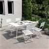 DEGHI Set pranzo tavolo 150x80 cm e 4 sedie pieghevoli in metallo bianco - Dama