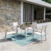 DEGHI Set pranzo tavolo top in legno teak 90x90 cm e 4 sedie con braccioli in alluminio bianco - Miranda