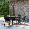 DEGHI Set pranzo tavolo con top in legno teak 90x90 cm e 4 sedie con braccioli in alluminio antracite - Miranda Plus