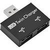 Topiky Hub USB, Hub USB2.0 Maschio a 2 porte USB Twin Charger Splitter Adapter Converter Kit, Plug and Play(nero)