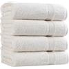 Superior 100% Long Staple Combed Cotton Set di 4 Asciugamani da Bagno in Cotone Egiziano, Colore: Avorio, 26.4x10.199999999999999x17.8 cm