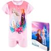 Disney Frozen Pigiama per Ragazze, T-shirt e Pantaloncini Design Elsa e Anna Set 2 Pezzi per Bambina, Regalo per Ragazza, Taglia 3 Anni, Rosa Chiaro