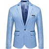 BREEWO Giacca Blazer Uomo Slim Fit Primavera Autunno Giacca Abito Uomo Bavero Gentleman Urbano Giacca Casual Uomo Tinta Unita Tasca Decorazione Giacca Manica Lunga Uomo G-Blue1 M