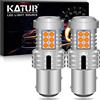 KATUR 1157 BAY15D P21/5W 1034 Lampadine a LED Luminoso Eccellente 12pcs 3030 & 8pcs 3020 Chips CANBUS Senza errori Luci di parcheggio di Arresto della Coda del Freno di retromarcia,Giallo ambrato