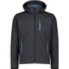 CMP - Giacca in Softshell da Uomo con Cappuccio Removibile, Antracite-Hydro, 48