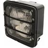 AMA Fanale quadrato 140x140 mm per trattori, simmetrico per lato destro e sinistro, con luce di posizione, abbagliante e anabbagliante, fissaggio con molla.