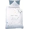 MTOnlinehandel Sweet Dreams Set copripiumino singolo · stelle e ciglia · biancheria da letto per bambini, 100x135 + 40x60 cm, 100% cotone in flanella