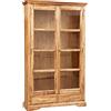 Biscottini Vetrina soggiorno in legno massello 180,5x36,5x109,5 cm - Credenza cucina alta Made in Italy - Libreria chiusa con ante in vetro - libreria con ante in vetro