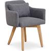 Menzzo Gybson Sedia/Poltrona scandinava, Tessuto, Grigio, 58 x 58 x 70 cm