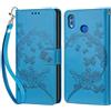 KENHONER Cover Compatibile con Huawei Honor 8X / View 10 Lite / V10 Lite, Premium Pelle PU Portafoglio Flip Libro Custodia per Huawei Honor 8X [Protezione Completa] - Blu