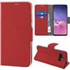 N NEWTOP Cover Compatibile per Samsung Galaxy S10E, HQ Lateral Custodia Libro Flip Magnetica Portafoglio Simil Pelle Stand Protettiva (Rosso)