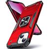 DASFOND Cover Compatibile con iPhone 13 Mini 5.4, Custodia Antiurto Grado Militare 360° Anello Supporto Magnetico da Auto TPU Silicone Case Protettiva per Telefono per iPhone 13 Mini, Rosso