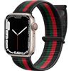 Maledan Nylon Cinturino Compatibile con Apple Watch e iWatch Series, 40mm-45mm, Nero/Rosso/Verde Scuro