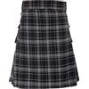 Mymyguoe Kilt Scozzese Uomo Medievale - Gonna a Pieghe Classica a Quadretti, Corta, Steampunk - Grigio, XXXXL