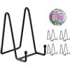 QMAHA Cavalletto Espositore Supporto Porta Piatti, 4 Pezzi Supporti Piatti da Esposizione - 6 Pollici Cavalletti per Tavolo, Espositori in Ferro per Piatto Decorativo/Foto/Cornice/Libri - Nero (Nero)