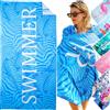 LEcylankEr Telo Mare Grande 180 * 90 cm, Microfibra, Antisabbia, Asciugamano per sedie da Spiaggia/Piscina (swimmer-blu)
