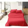 IlGruppone Completo Letto No Stiro Prodotto Italiano Set Lenzuola Tinta Unita Effetto Raso Lenzuolo sotto Fino 30 Cm con Angoli Elasticizzati sopra Federe - Rosso - Una Piazza e Mezza