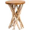 Qiyano Tavolino in legno massello unico, da balcone, soggiorno, tavolino in teak, look retrò, rotondo, piccolo, altezza ca. 55 cm, colore: laccato