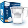 Philips Water Filtro caraffa Philips +12 cartucce filtranti di ricambio Micro X-Clean, flusso rapido, bianco, 2,6 litri, timer elettronico