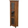 Biscottini Vetrinetta Country 40,5x25,5x130,5 cm - Vetrina in Legno massello di Tiglio Finitura Noce - Made in Italy