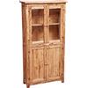 Biscottini Vetrina Soggiorno in Legno massello 130,5x25,5x68,5cm - Credenza Cucina Alta Made in Italy - Libreria Chiusa con Ante in Vetro - libreria con Ante in Vetro