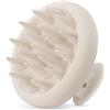 HEETA Spazzola massaggiante per cuoio capelluto, in silicone, con setole morbide, design in silicone integrato, spazzola per shampoo per capelli bagnati e asciutti, colore farina d'avena