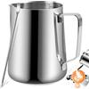 TechKen Bricco per Latte in Acciaio Inox, TechKen Brocca in Schiuma 350ml/600ml/900ml(12oz/20oz/32oz), per cappuccino barista espresso making (Argento 600ML/20OZ)