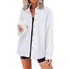 Zeagoo Donna Camicia Maglia A Nido d'Ape Tunica V Scollo A Tasca sul Petto Shirts in Tinta Unita Bluse Elegante Maniche Lunghe Top Casual con Bottoni T-Shirt Bianco S