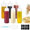 CoKeeSun 6 Pezzi Bottiglia Squeeze di Plastica, 250ml Squeeze Bottle, Riutilizzabili Flacone Dosatore con Tappi, Condimento Dispenser con Spazzola di Pulizia, per Ketchup, Senape, Olio d'oliva, Mayo