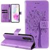 Dcjlbo Cover per Samsung Galaxy A35 5G Custodia Cover in Pelle Portafoglio a Libro con Fiori Disegni Porta Carte Magnetica Cover Flip Case Antiurto Custodia per Samsung Galaxy A35 5G-Viola