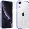 Yoedge Magnetica Cover per iPhone XR 6.1'' [Compatibile con MagSafe], Trasparente Custodia con 2 Pellicola Vetro Temperato Protettiva, TPU Antiurto Bumper Case per iPhone XR,blu