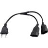RIIEYOCA Cavo di prolunga europeo, 2 in 1, spina di tipo C, spina europea su doppia presa di tipo C, max. 2,5 A/250 V, 0,75 mm², per PC computer, TV, elettrodomestici, nero