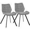 Shally Dogan Set 2 Sedie per Sala da Pranzo Sgabelli Tessuto Seduta Ergonomica Colore Grigio