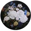Vacchetti Quadro Legno Fiori Nero Tondo d80xh2,6 cm di Vacchetti