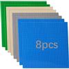 Guihumz Set di 8 pannelli compatibili con Lego Classic, piastra verde blu e grigio sabbia, 25,5 x 25,5 cm