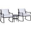 Outsunny Set 2 Sedie a Dondolo da Giardino con Tavolino in Rattan - Outsunny