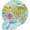 Boppi Mondo Puzzle Con Animali - 150 Pezzi Per Bambini da 5 a 8 Anni - Giochi Da Tavolo Con Porta Puzzle Rotondo - Diametro 58cm Ecofriendly