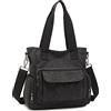 KONO Borsa a tracolla da donna Borsa in tela per la scuola, l'università, il lavoro e il viaggio Borsa a tracolla leggera zaino casual