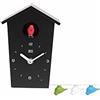 KOOKOO BirdHouse mini nero, piccolo orologio cucu design modern, canto di 12 uccelli canori o cuculo, orologio