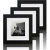 Eitida Cornice Retrò In Legno 28x36 Cm Con Passepartout | Nero E Oro | Vero Vetro | Per Foto 20x25 O 28x36 | Portafoto Da Tavolo O Parete