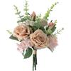 Weldomcor Fiori Artificiali di Rose Rosa, Bouquet di Rose Finte di Seta Per la Casa, Cucina, Centrotavola, Matrimonio, Decorazione Interna ed Esterna