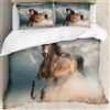 TULTOAP Copripiumino Cavallo, set di biancheria da letto con stampa 3D di un cavallo al galoppo, adatto ai ragazzi con cerniera e federe (marrone, 135 x 200 cm)