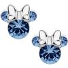 Disney Orecchini Minnie Mouse a Bottone con Pietra Portafortuna Disney da Bambini in Argento, Gioielli Disney, Impreziosito da Zirconia, Blu