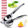 AOOGON Spremiagrumi Limone Lime Manuale in Lega di zinco Premium, Spremiagrumi Limone Manuale, Professionale Succo di Limone Pressa with 5 Red and White Paper Straws per Cucina, Bar, Ristorante (Small)