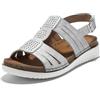 JOMIX Sandali Donna Estive Comodi Snadali Eleganti Bassi Chiusura Fibbia Sandali Morbidi Confortevoli da Anziani SD9297 Bianco 40