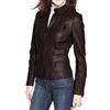 Zafy Leather Nuovo Donna Marrone Giacca pelle Morbida Vera D'Agnello Slim Stylsih Cappotto